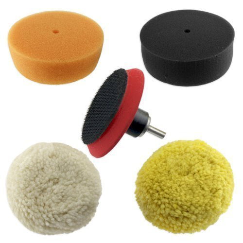 6pc 3 Foam Polishing Pad with 3 Hook and Loop Pad & 1/4 Shank Drill Adapter 